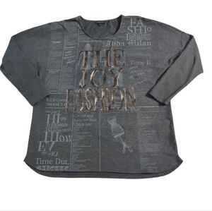 Tricotto Womens Shirt Fashion Joy Long Sleeved Grey Tee Shirt Novelty Medium